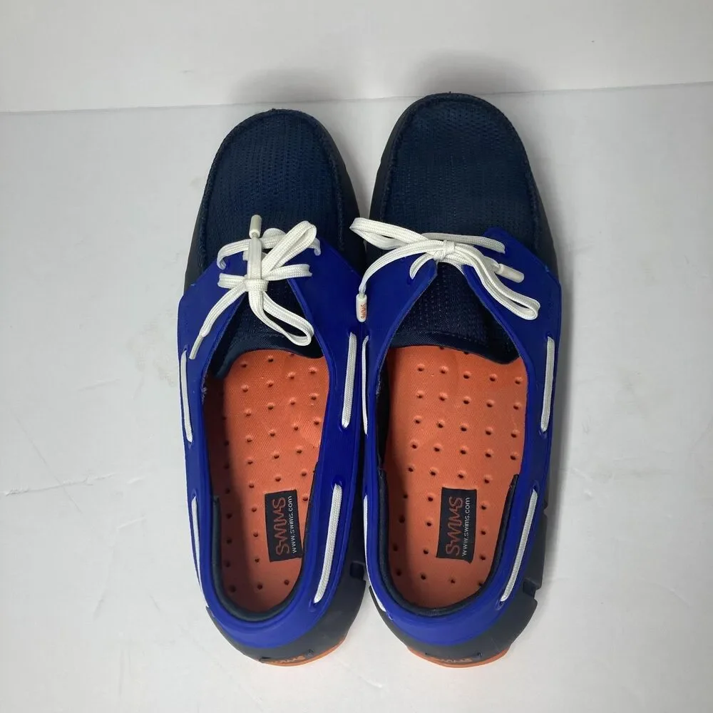 Swims Shoes Mens Size 9 Blue Orange Mesh Lace Up Loafers Water Resistant Comfort